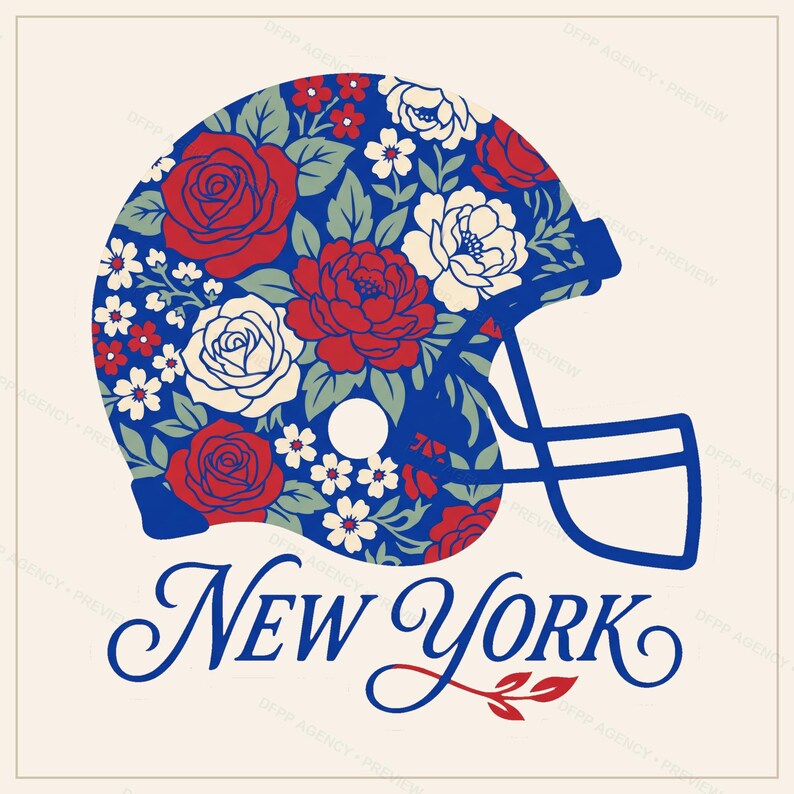 Zestaw do sublimacji New York Blue & Red Football, 8 wzorów kasków PNG, grafika ścienna na koszulkę meczową, pobieranie cyfrowe zdjęcie 4
