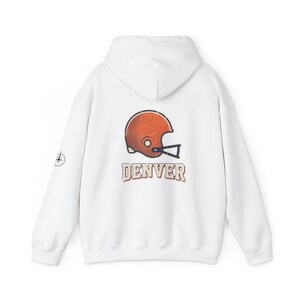 Denver Broncos Vintage Varsity Helmet Game Day Hoodie, Unisex Football Sweatshirt, Cozy Fall Pullover image 5