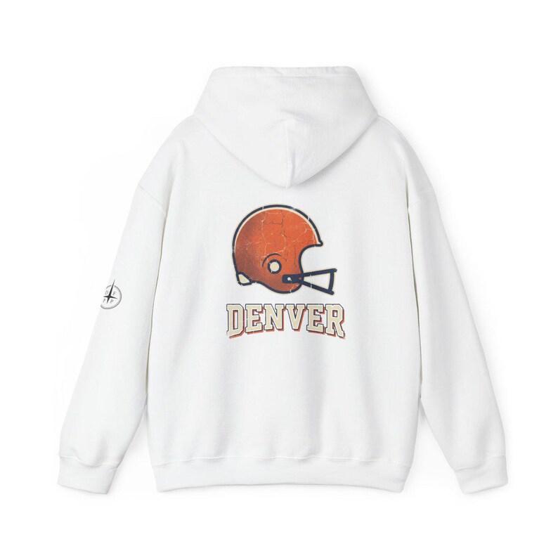 Denver Broncos Vintage Varsity Helmet Game Day Hoodie, Unisex Football Sweatshirt, Cozy Fall Pullover image 5