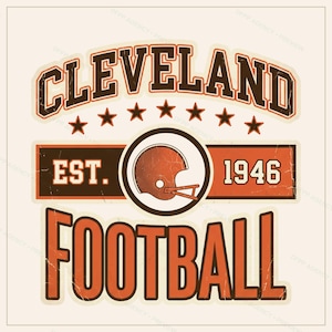Cleveland Vintage Wappen-Football-Design (PNG), Retro-College-Sublimationsdesign, digitaler Download Bild 1