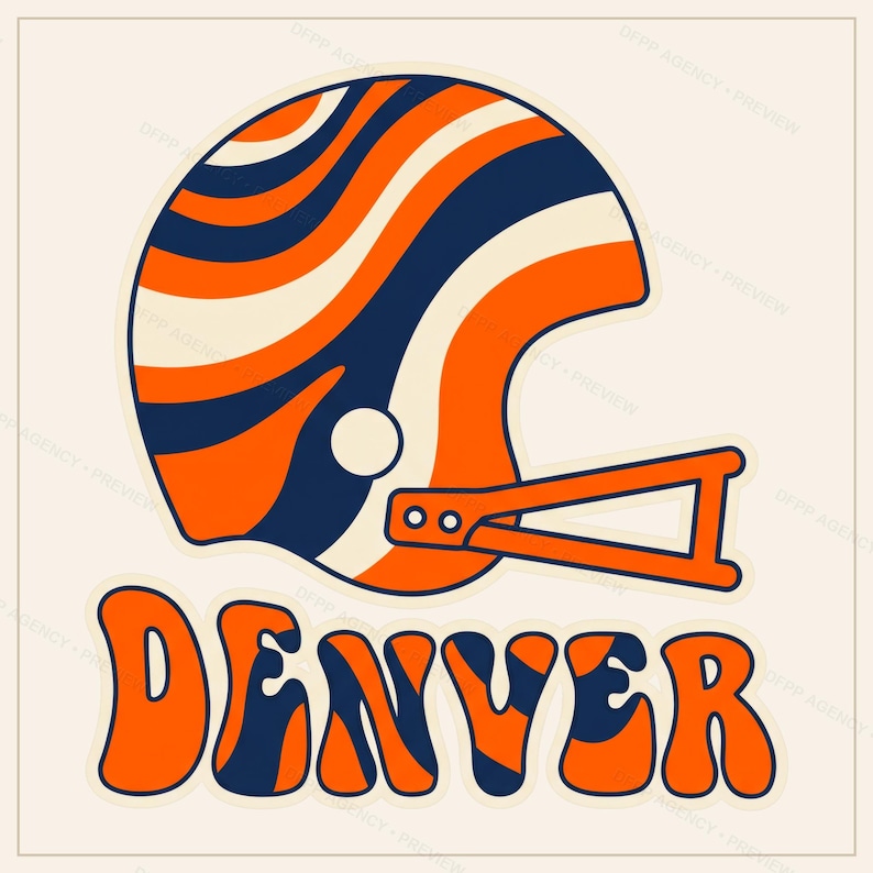 Denver Broncos fotbollssublimeringspaket, 8 PNG-hjälmdesigner, matchdagströja Clipart, digital nedladdning bild 6