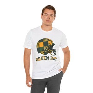Camiseta de fútbol americano Green Bay Patchwork Helmet Football Shirt, camiseta retro para el día del partido, ropa unisex para aficionados, regalo deportivo imagen 7