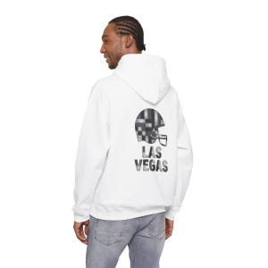 Felpa con cappuccio a patchwork con casco di Las Vegas, felpa da calcio retrò, pullover per il giorno della partita, felpa per tifosi immagine 6