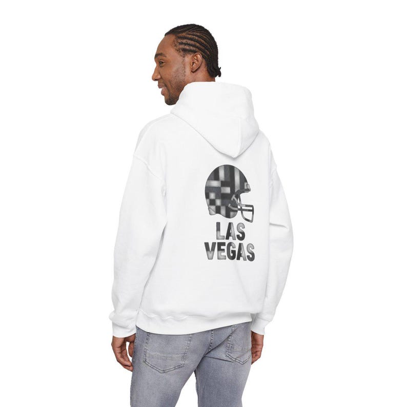 Felpa con cappuccio a patchwork con casco di Las Vegas, felpa da calcio retrò, pullover per il giorno della partita, felpa per tifosi immagine 6
