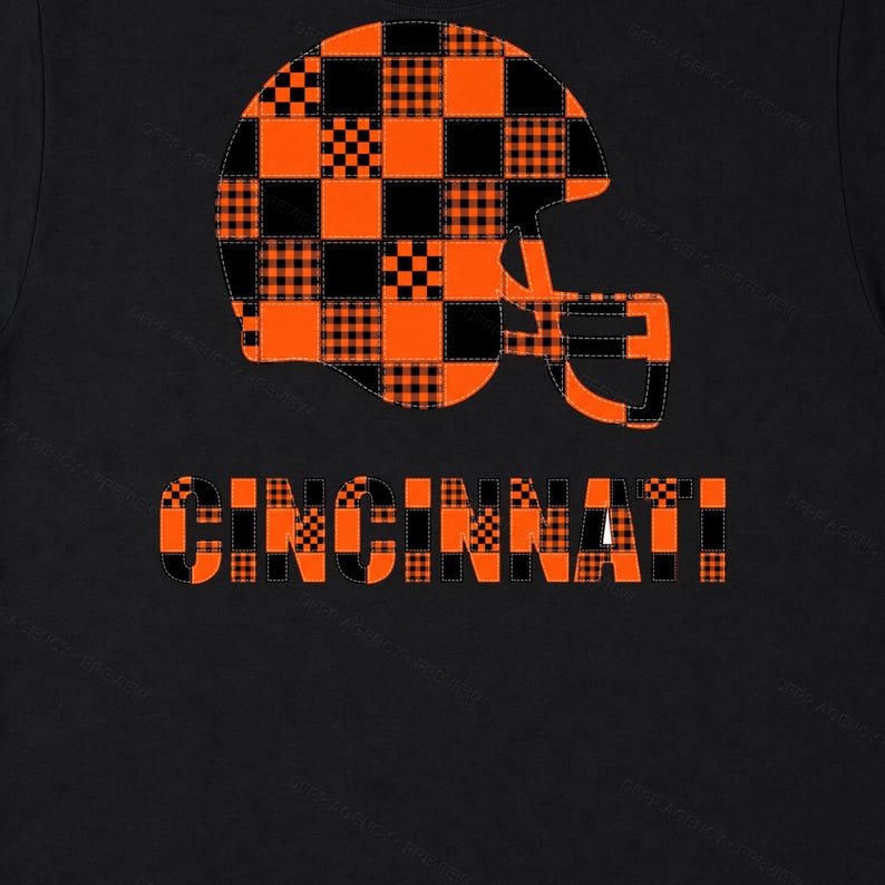 Cincinnati Patchwork Helmet PNG, Retro Sublimation File, Fan Shirt Clipart, Instant Download image 6