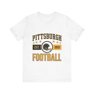 Pittsburgh Vintage Crest T-shirt | Grafisch ontwerp voor voetbalfans | Unisex T-shirt afbeelding 1