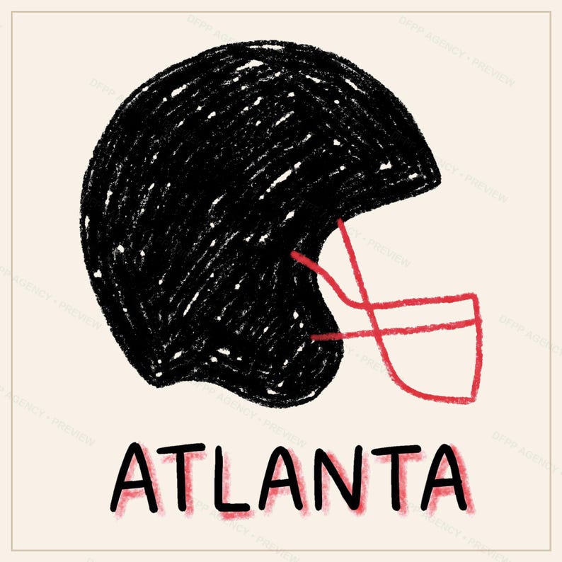 Atlanta hjälm PNG-paket, 8 fotbollsfanstilar, sublimerings- och DTF-designer, omedelbar nedladdning bild 7