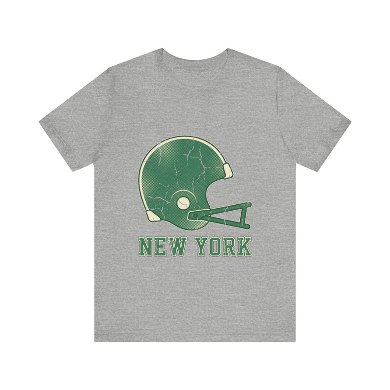 ニューヨーク・グリーン＆ホワイト・ゲームデーTシャツ、ヴィンテージ・バーシティヘルメット・フットボールファンTシャツ、ヴィンテージスタイルのスポーツシャツ 画像 2