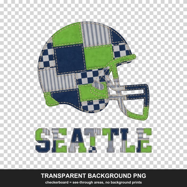 Seattle Patchwork Helmet PNG, Football Fan Sublimation, Shirt Clipart, Digital Download image 2