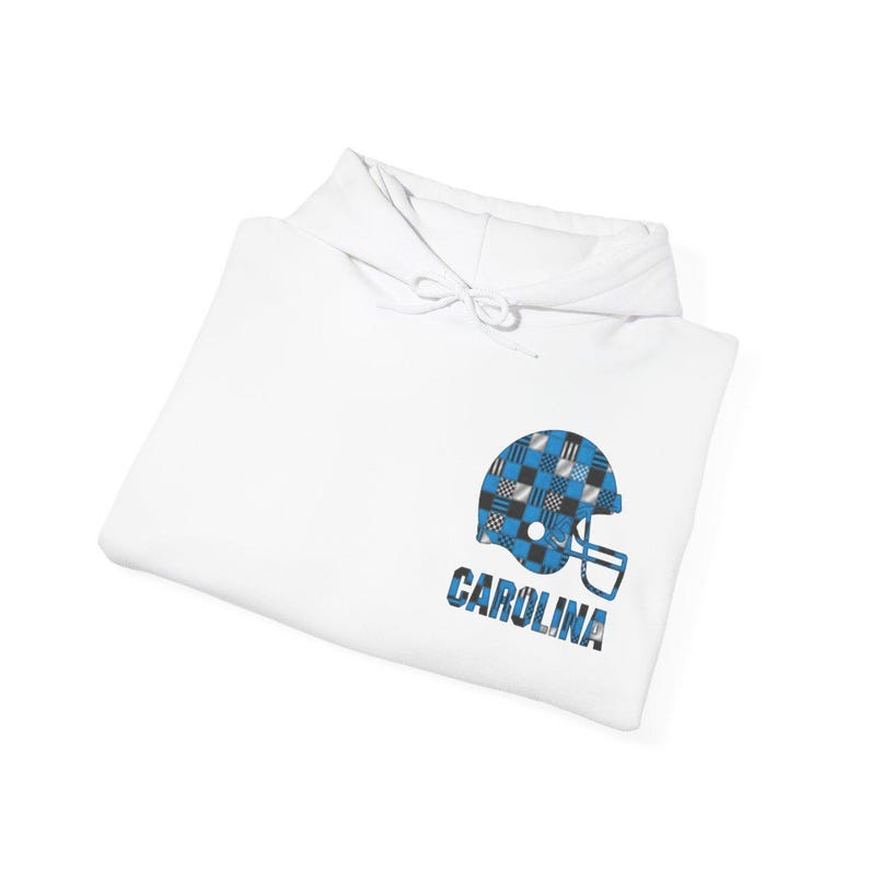 Carolina Patchwork Helmet Hoodie, Retro Football Sweatshirt, Game Day Pullover, Fan Hoodie image 8