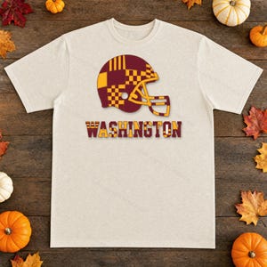 Washington Game Day T-shirt, patchwork helm voetbalfan T-shirt, vintage stijl sportshirt afbeelding 4