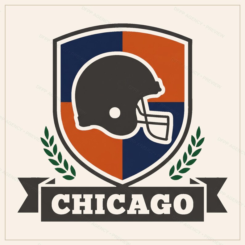 Chicago Football PNG Bundle, 8 Helmet Designs, Game Day Sublimation Set, Digital Download image 9