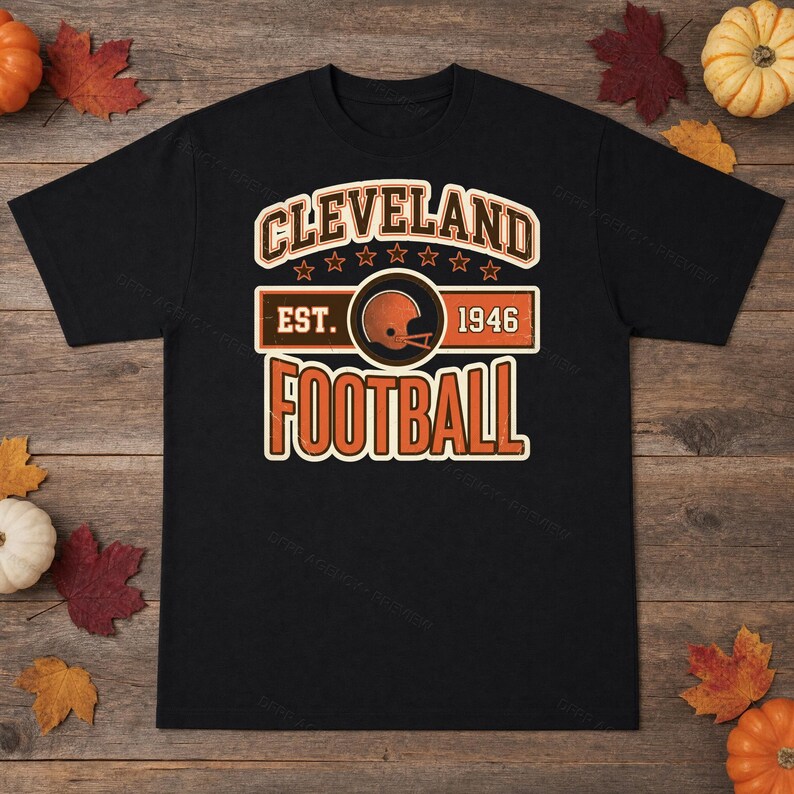 Cleveland Vintage Wappen-Football-Design (PNG), Retro-College-Sublimationsdesign, digitaler Download Bild 3
