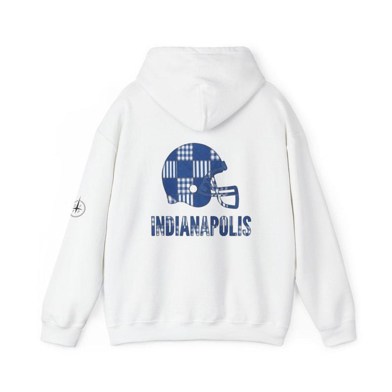 Indianapolis Colts Football Patchwork-Helm-Kapuzenpullover, Spieltags-Hoodie, Fan-Pullover-Geschenk Bild 5