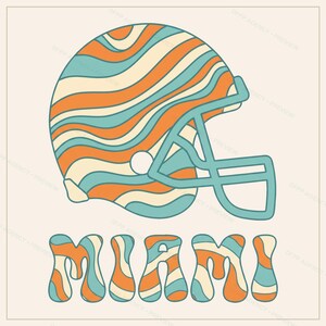 Sublimeringspaket för Miami Football, 8 PNG-hjälmdesigner, Clipart för matchdagströjor, digital nedladdning bild 6