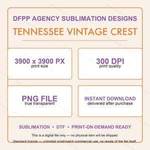 Tennessee Vintage Crest Football PNG, Retro Varsity Sublimatieontwerp, Digitale Download afbeelding 7