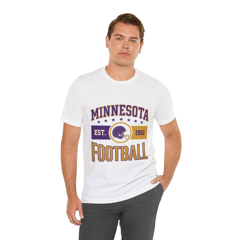 Koszulka z herbem Minnesota Vikings Vintage | Grafika kibica futbolu | Koszulka unisex zdjęcie 7