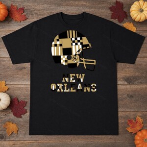 New Orleans Saints Game Day T-Shirt, Patchwork Helmet Football Fan Tee, Vintage Style Sports Shirt image 5