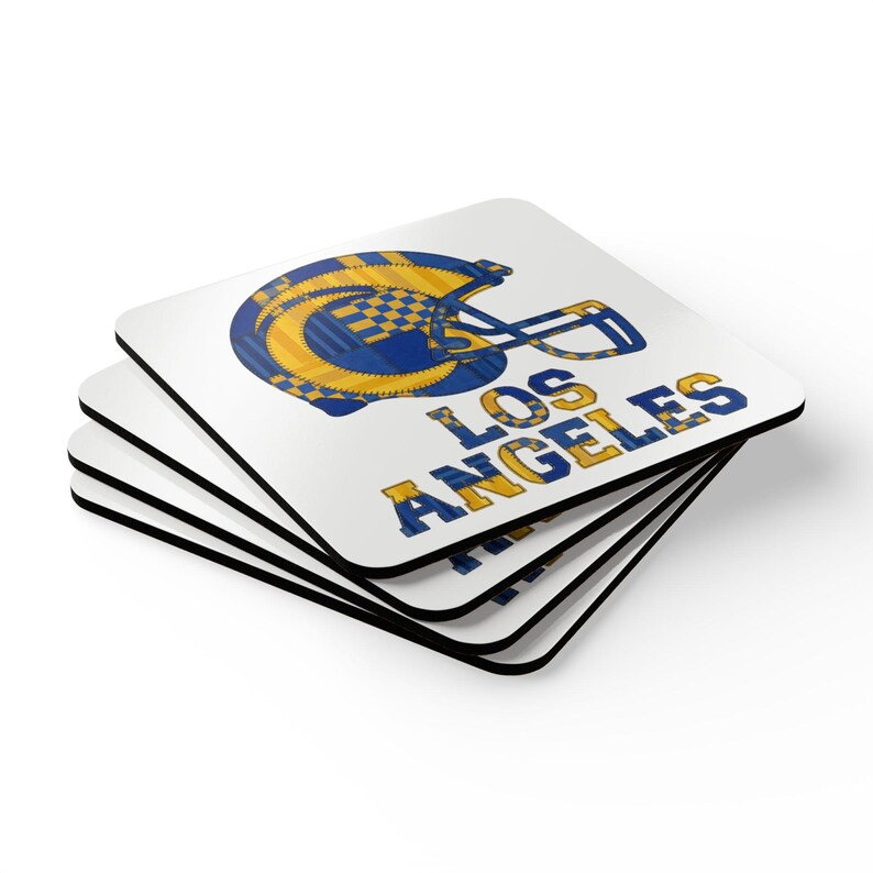Los Angeles Football Helmet Drink Coaster, Game Day Cork Coaster, Fan Home Decor image 5