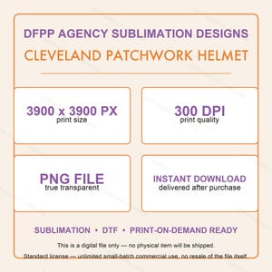 Cleveland Patchwork Helmet PNG, retro sublimatiebestand, clipart voor fanshirts, direct downloaden afbeelding 6