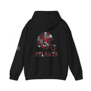 Sudadera con capucha y casco de retazos de fútbol americano de Atlanta, sudadera para el día del partido, regalo para el aficionado imagen 7