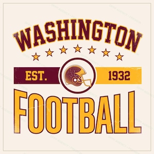 Washington Vintage Wappen Football PNG, Retro-College-Sublimationsdesign, Digitaler Download Bild 1