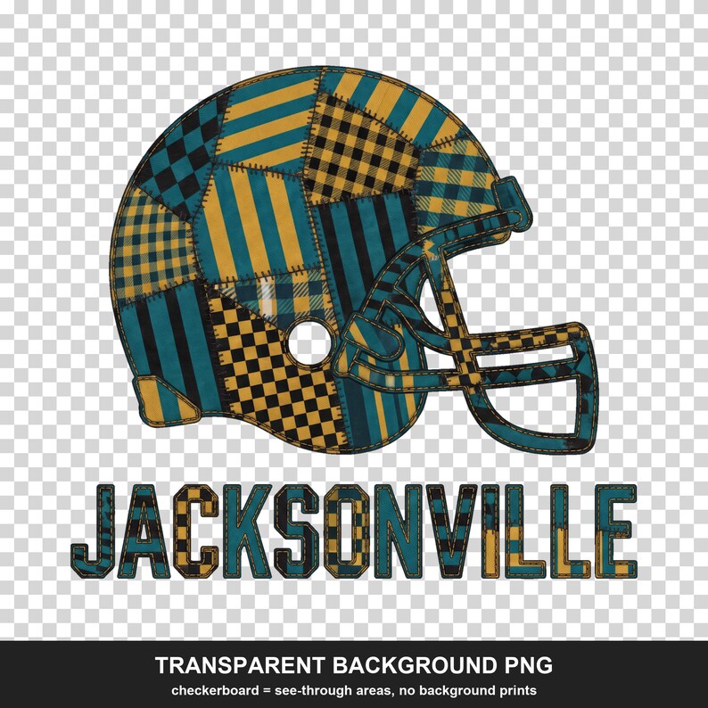 Jacksonville Jaguars Patchwork hjälm PNG, fotbollsfan sublimering, skjorta clipart, digital nedladdning bild 2