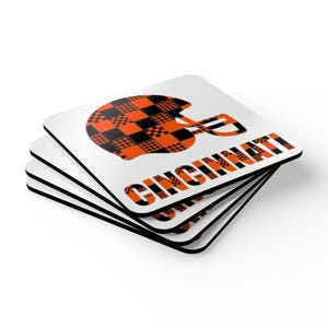 Korkuntersetzer mit Cincinnati-Footballhelm, Fan-Getränkeuntersetzer, Dekoration für die Hausbar, Sportgeschenk Bild 5