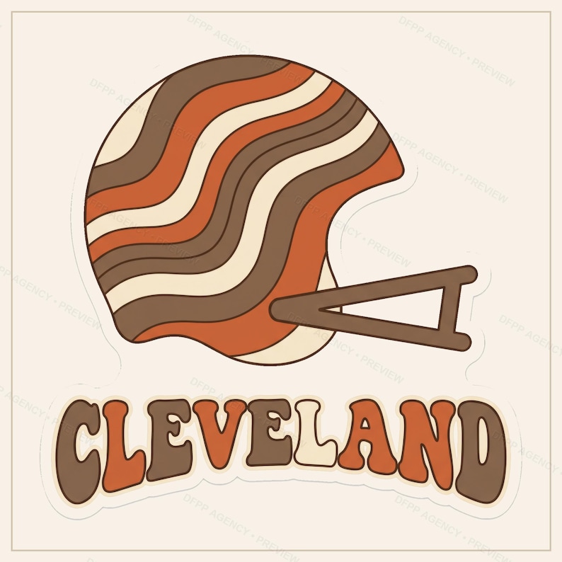 Cleveland Football Sublimation Bundle, 8 PNG Helmet Designs, Game Day Shirt Clipart, Digital Download image 6