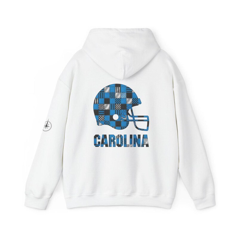 Carolina Patchwork Helmet Hoodie, Retro Football Sweatshirt, Game Day Pullover, Fan Hoodie image 5