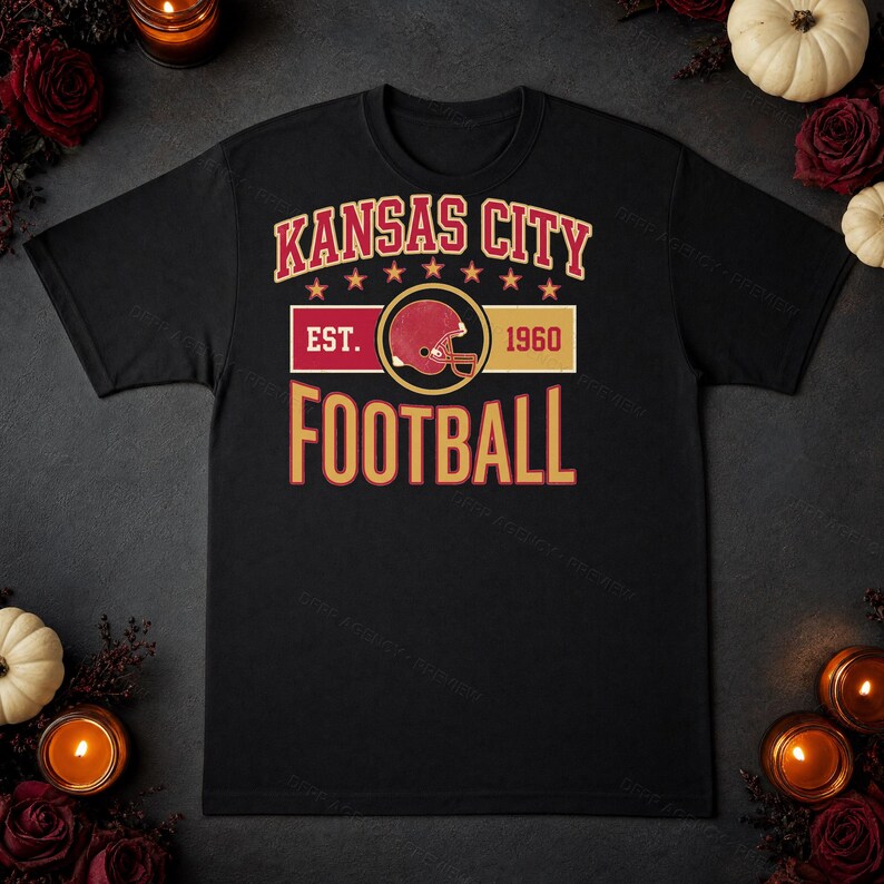 Immagine PNG dello stemma vintage di Kansas City per il football americano, design retrò da college per sublimazione, download digitale immagine 5