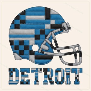 Detroit Patchwork-Helm (PNG), Football-Sublimationsdruck, Spieltags-Shirt, Digitaler Download Bild 1