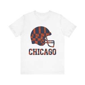 Chicago Bears Game Day T-Shirt, Patchwork Helmet Football Fan Tee, Vintage Style Sports Shirt image 2