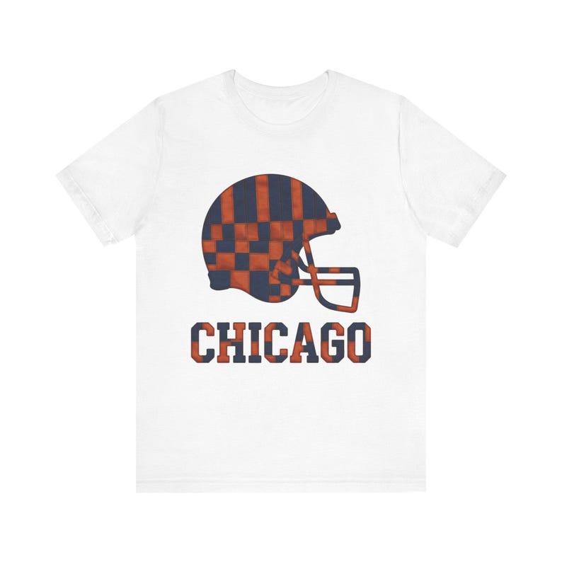 Chicago Bears Game Day T-Shirt, Patchwork Helmet Football Fan Tee, Vintage Style Sports Shirt image 2