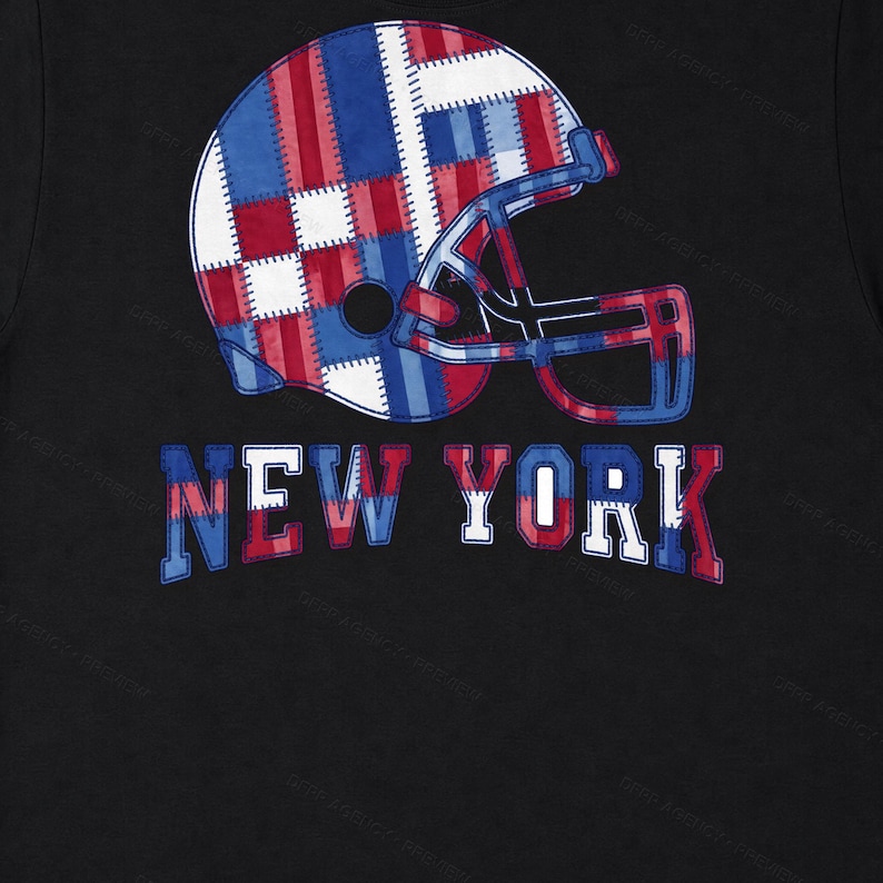 New Yorker Patchwork-Helm (Blau & Rot) als PNG-Datei, Football-Sublimationsdruck, Spieltags-Shirt, digitaler Download Bild 5