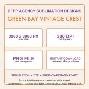 Green Bay Vintage Crest Football PNG, Retro Varsity Sublimation Design, Digital Download image 7