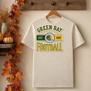 Green Bay Vintage Crest Football PNG, Retro Varsity Sublimation Design, Digital Download image 4