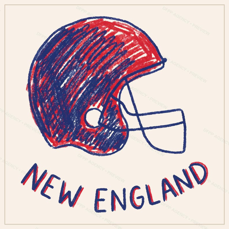 Pacchetto di sublimazione per la squadra di football del New England, 8 disegni PNG per caschi, clipart per magliette da gioco, download digitale. immagine 7