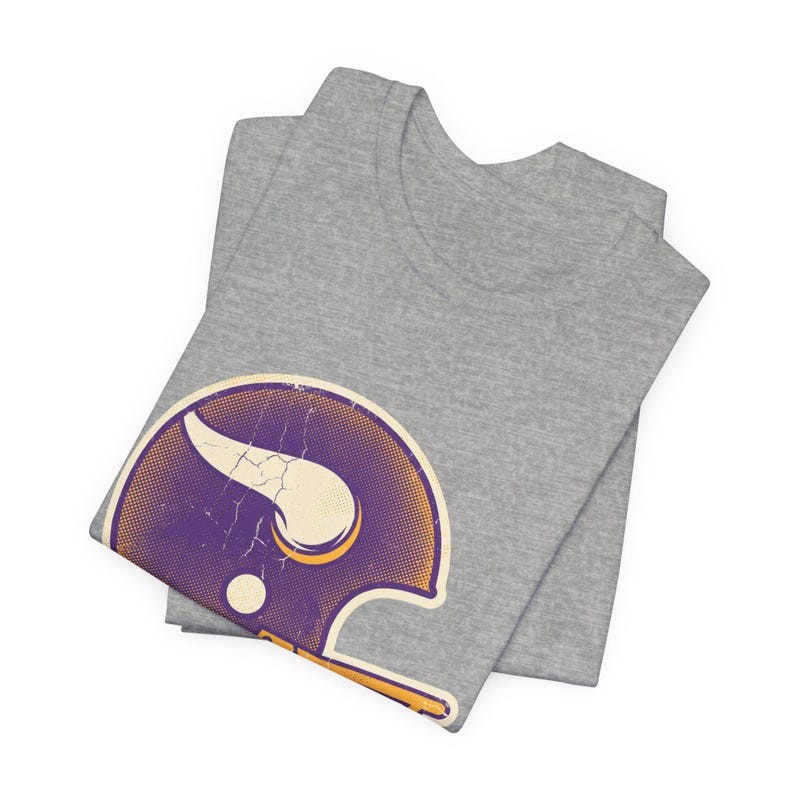 Minnesota Vikings Game Day T-Shirt, Vintage Varsity Helmet Football Fan Tee, Vintage Style Sports Shirt image 4