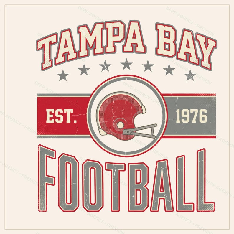 Escudo vintage do Tampa Bay Buccaneers em PNG, design retrô para sublimação estilo universitário, download digital. imagem 1