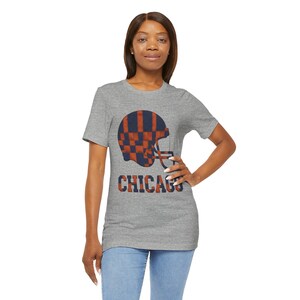 Chicago Bears Game Day T-Shirt, Patchwork Helmet Football Fan Tee, Vintage Style Sports Shirt image 9