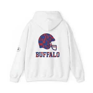 Buffalo Patchwork Helm-Spieltags-Hoodie, Unisex-Football-Sweatshirt, kuscheliger Herbstpullover Bild 5