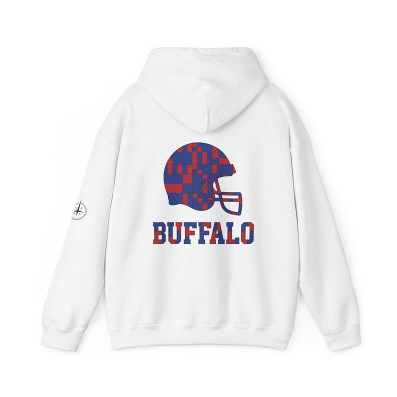 Buffalo Patchwork Helm-Spieltags-Hoodie, Unisex-Football-Sweatshirt, kuscheliger Herbstpullover Bild 5