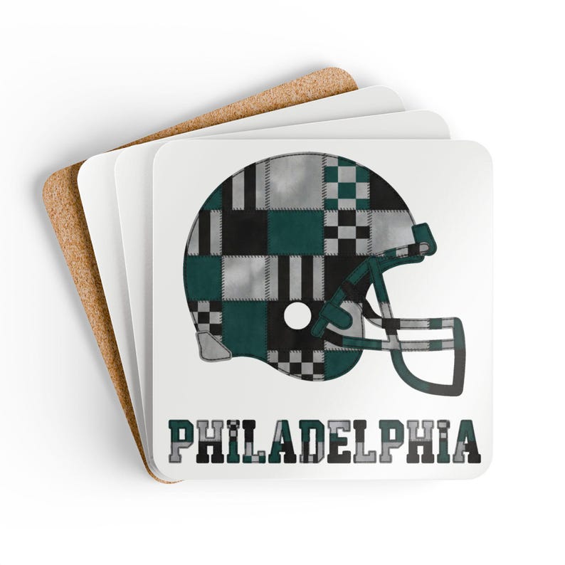 Philadelphia Patchwork Fotbollshjälmunderlägg, Korkunderlägg, Man Cave-dekor, Fanpresent bild 6