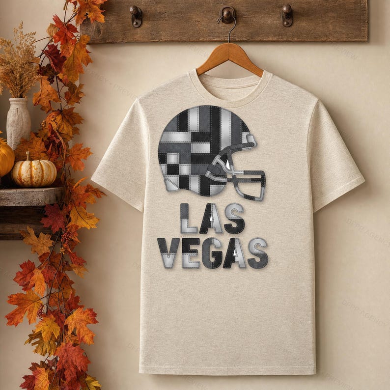 Las Vegas Patchwork Helmet PNG, Football Fan Sublimation, Shirt Clipart, Digital Download image 3