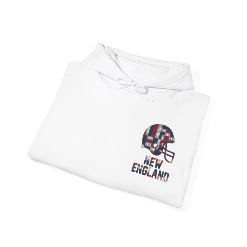 New England Patchwork Helmet Hoodie, Retro Football Sweatshirt, Game Day Pullover, Fan Hoodie image 8