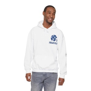 Indianapolis Colts Football Patchwork-Helm-Kapuzenpullover, Spieltags-Hoodie, Fan-Pullover-Geschenk Bild 2