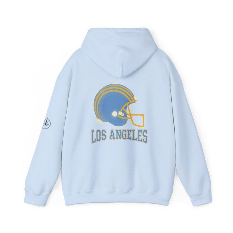 Los Angeles Chargers Football Vintage Varsity Helmet Hooded Sweatshirt, Game Day Hoodie, Fan Pullover Gift image 7