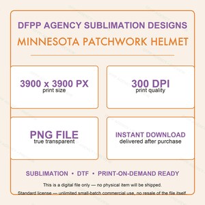 Capacete de patchwork do Minnesota em PNG, arquivo retrô para sublimação, clipart para camiseta de fã, download instantâneo imagem 7