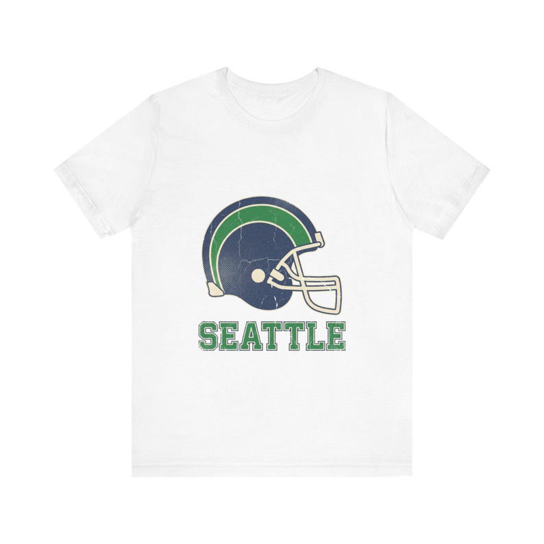 Seattle Vintage Varsity Helmet Footballshirt, Retro-Spieltags-T-Shirt, Unisex-Fanbekleidung, Sportgeschenk Bild 1
